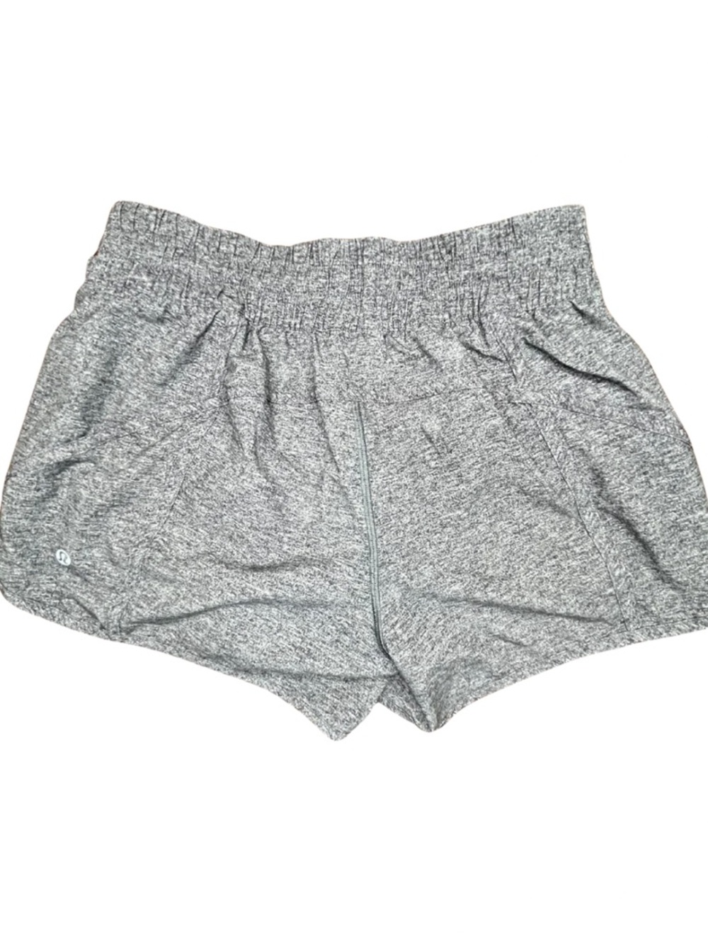 Lululemon Women’s Size 8 Heather Gray Running Shorts Lined Zip Pocket
